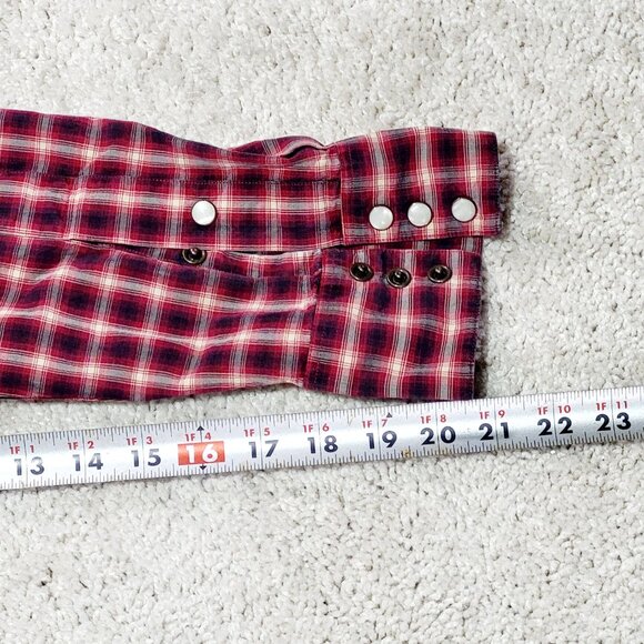 Polo Ralph Lauren Classic Western Pearl Snap Btn Shirt Men L Red Tartan Plaid - Picture 12 of 12
